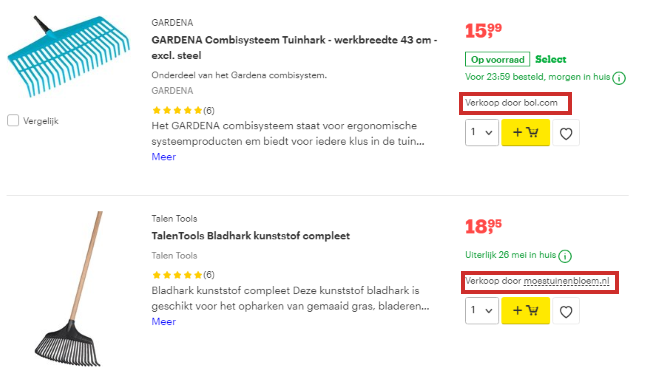 Verkoop door Bol of een reseller